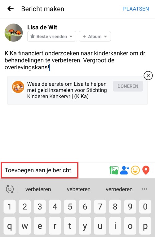geld inzamelen in de Facebook-app